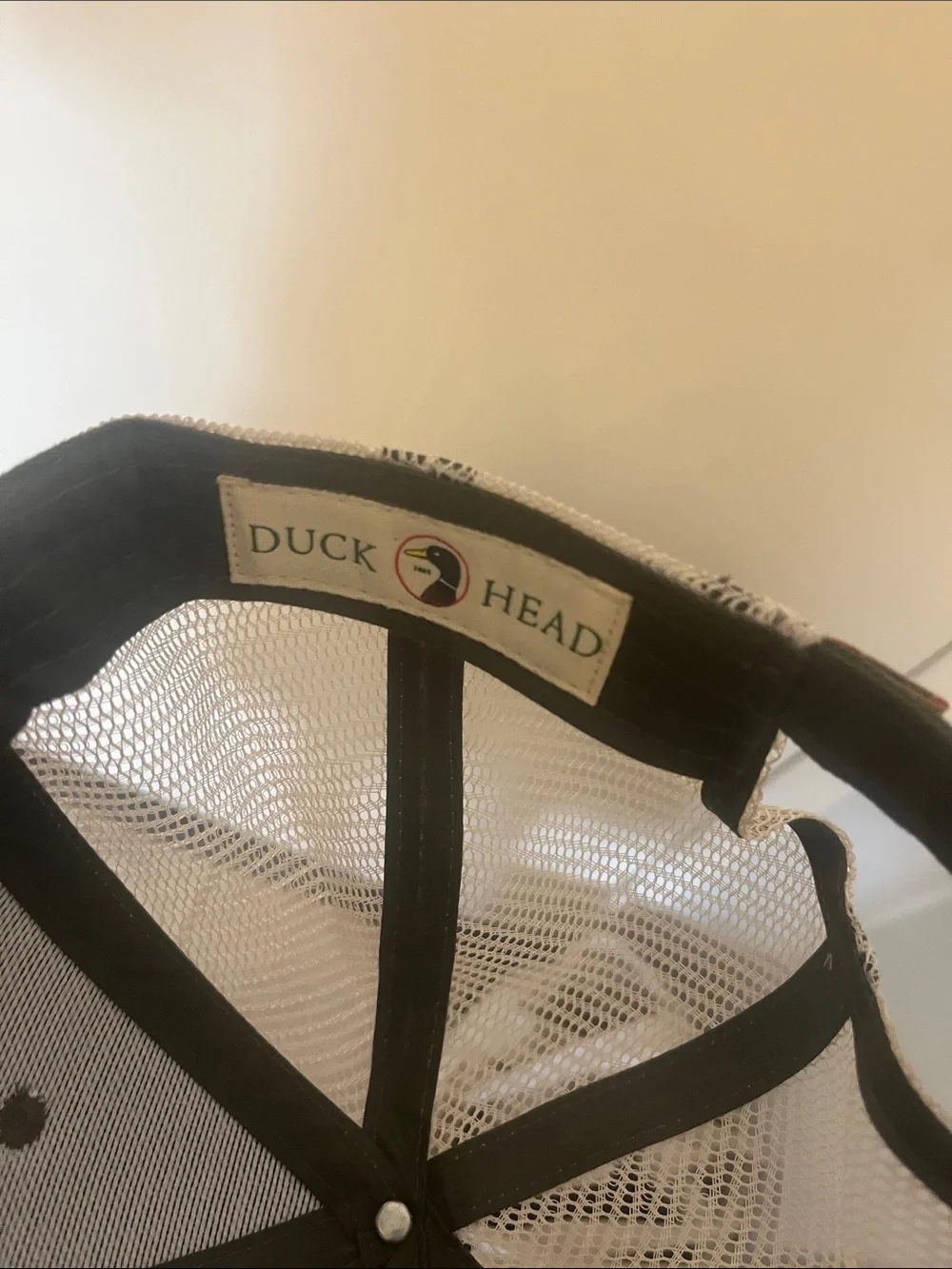 Duck Head Olive Green and White Mesh Trucker Hat with Duck Patch